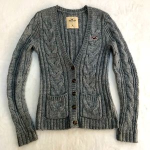 Hollister cable knit cardigan, like new!